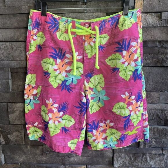 Hollister Board Shorts Pink‎ Floral Bright Size Medium - Picture 1 of 3